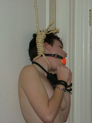 Crystal Hanging While Ballgagged